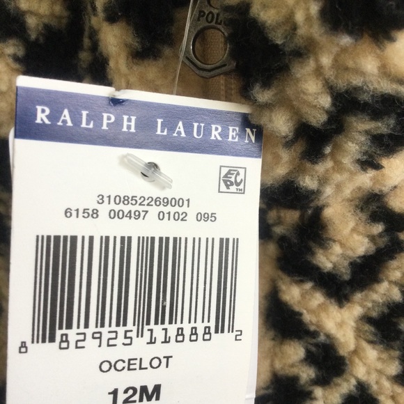 RALPH LAUREN TODDLER GIRL OCELOT SHERPA FULL ZIP JACKET SIZE 12 MONTHS NWT - Picture 6 of 15